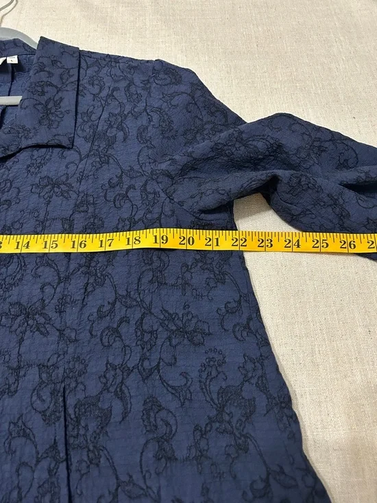 Habitat Shirt Women’s L Navy Floral Boho Lagenlook - Picture 10 of 16